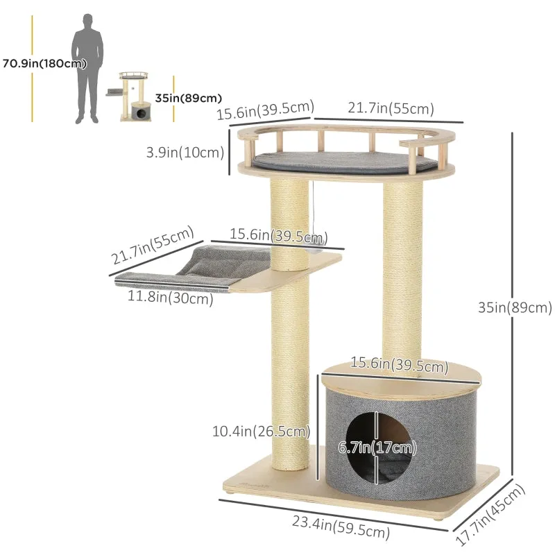 35" Cat Tree Activity Centre - Natural