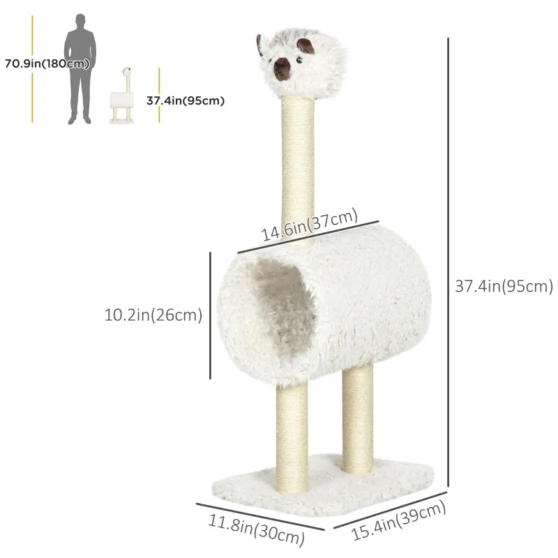 37.4" Alpaca-shaped Cat Tree - Cream