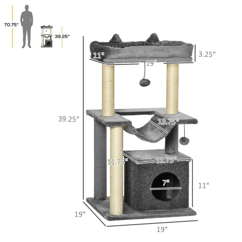 39.25'' Cat Tree Multi-Level - Gray