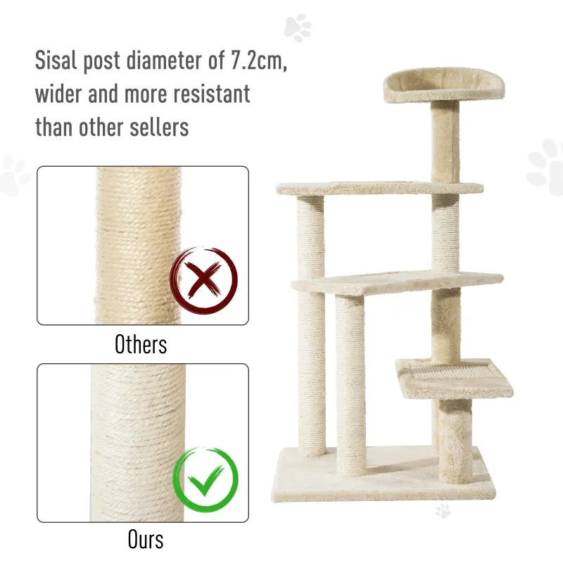 39" Cat Tree Scratch Tower with Revolving Steps