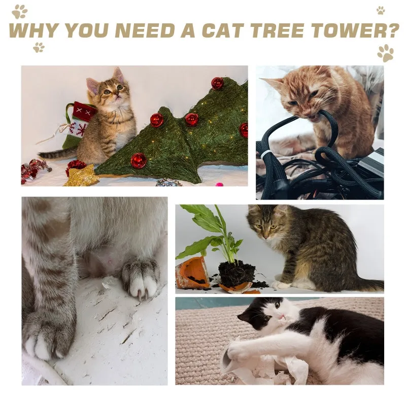 39" Cat Tree Scratch Tower with Revolving Steps