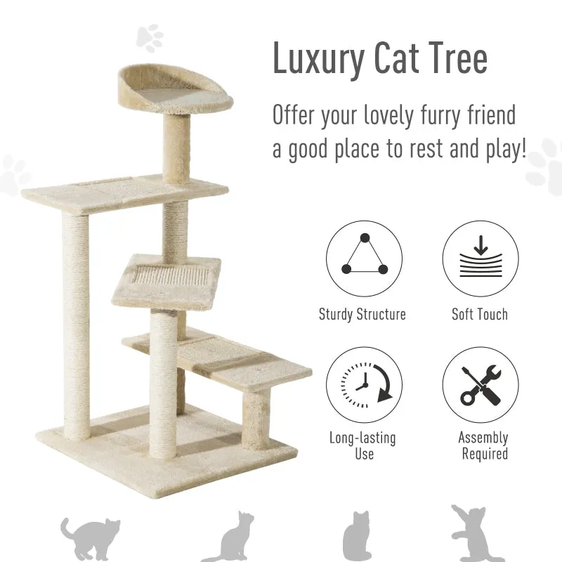 39" Cat Tree Scratch Tower with Revolving Steps