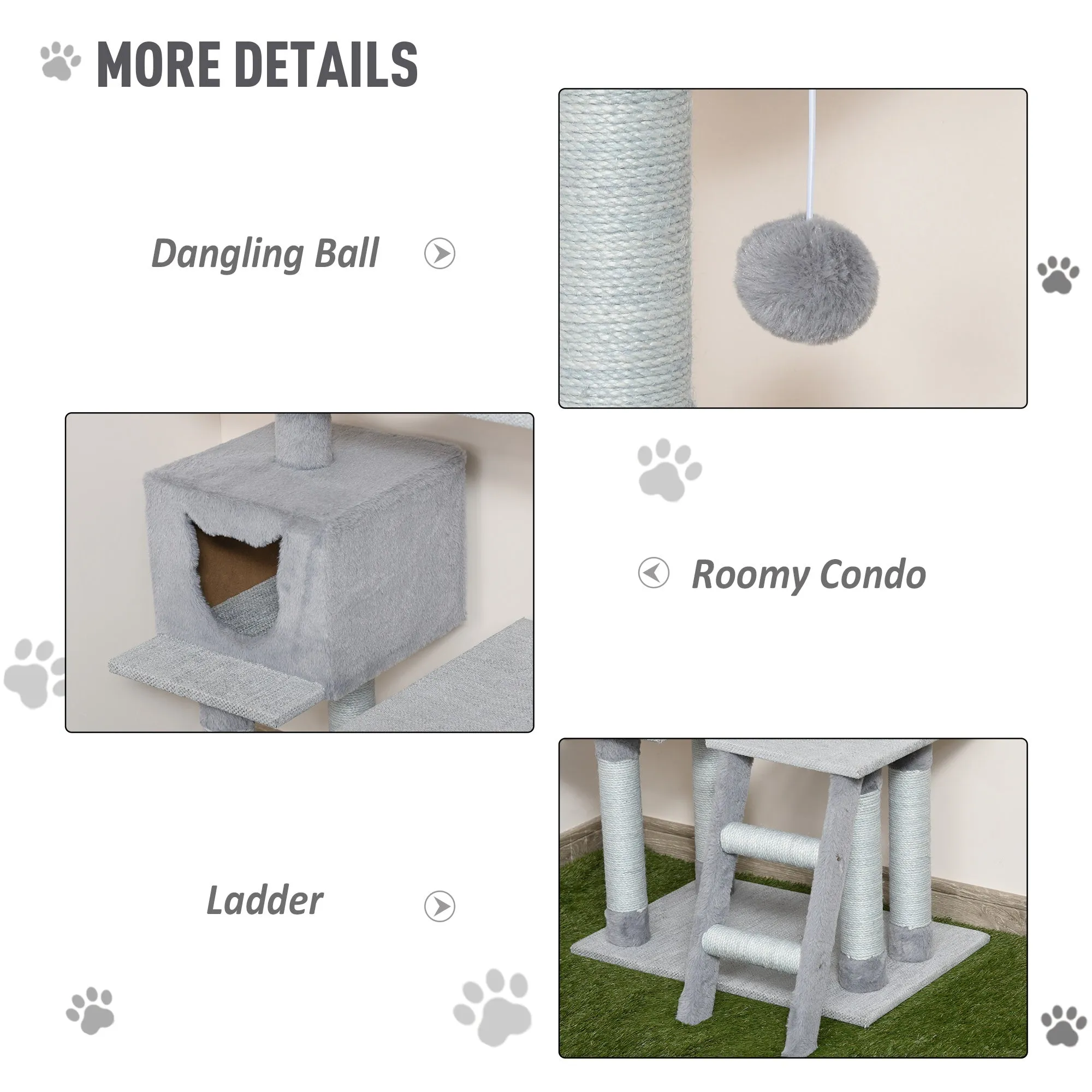 49" Cat Tree Condo with Activity Center - Grey