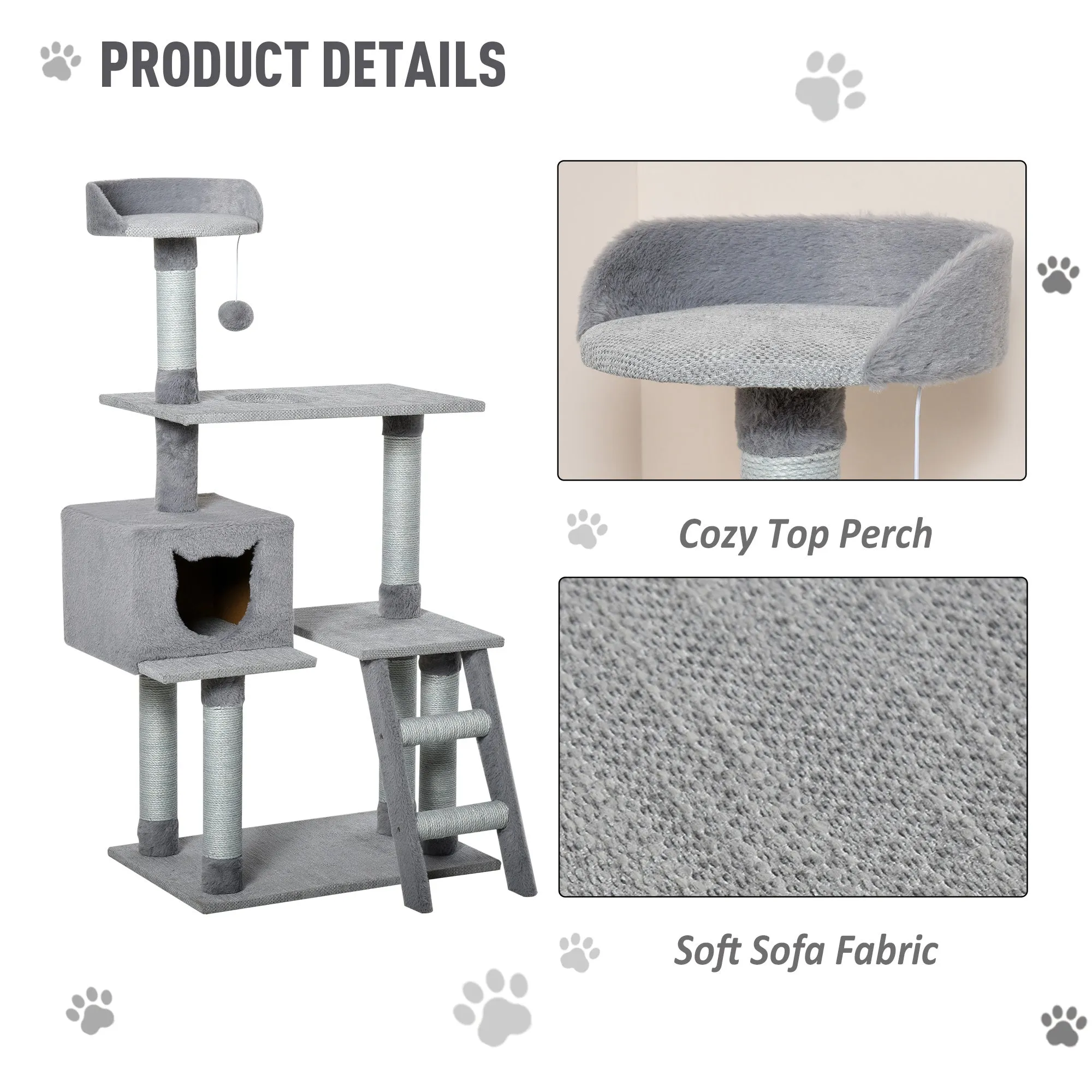 49" Cat Tree Condo with Activity Center - Grey
