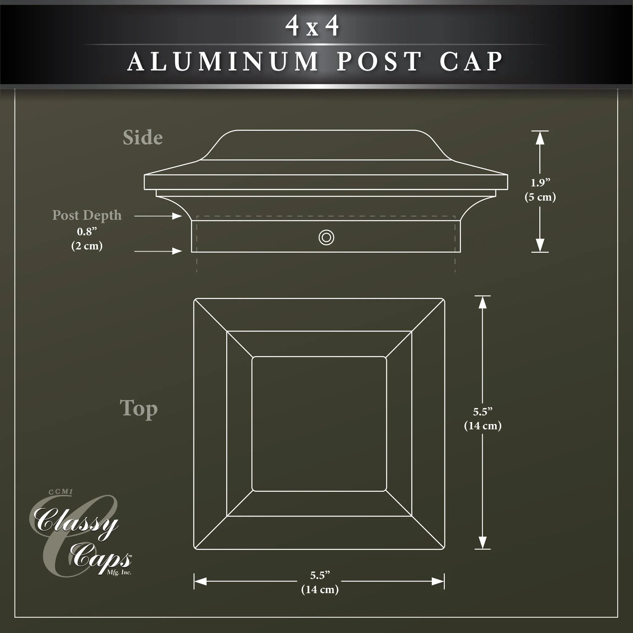 4x4 Aluminum Post Cap - White