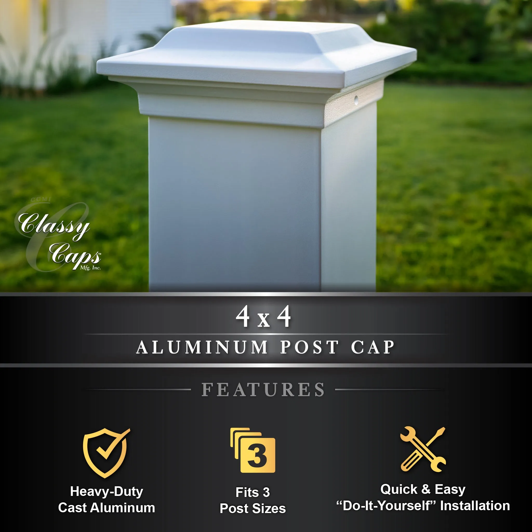 4x4 Aluminum Post Cap - White