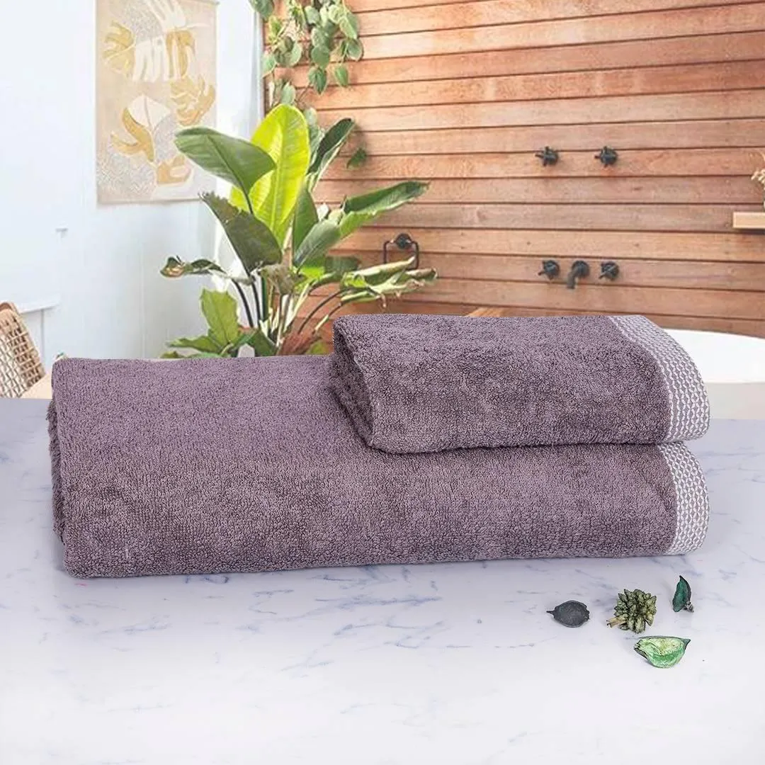 500 GSM Bamboo Towels Set Of 2 - Ash Grey | Ultra Soft & Highly Absorbent Towels