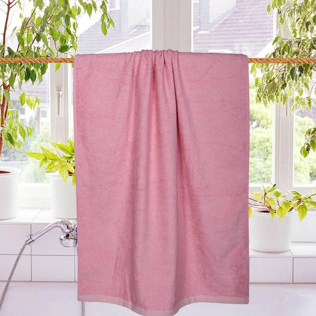 500 GSM Bamboo Towels Set Of 4 - Peach & Ash Grey | Ultra Soft & Highly Absorbent Towels