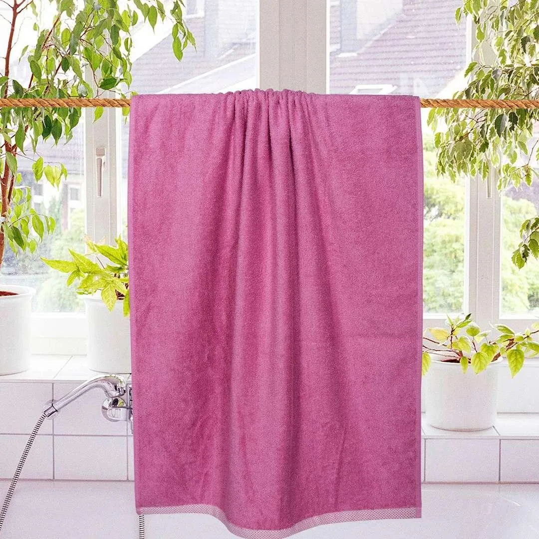500 GSM Bamboo Towels Set Of 4 - Purple & Grey | Ultra Soft & Highly Absorbent Towels