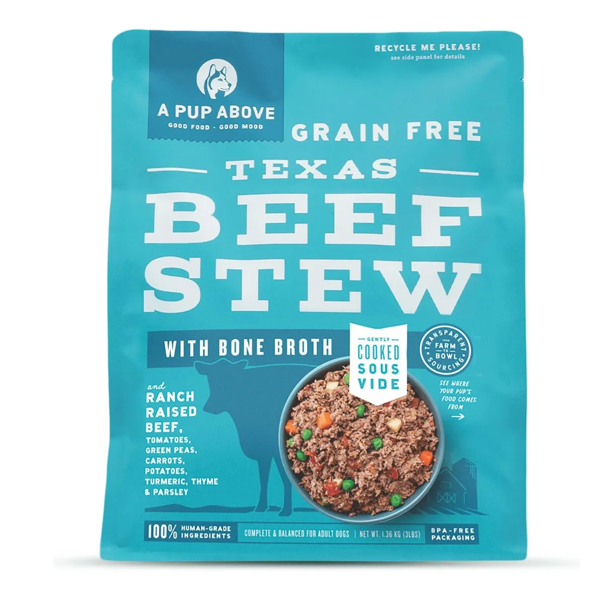 A Pup Above Frozen Grain Free Texas Beef Stew Dry Dog Food 3lb