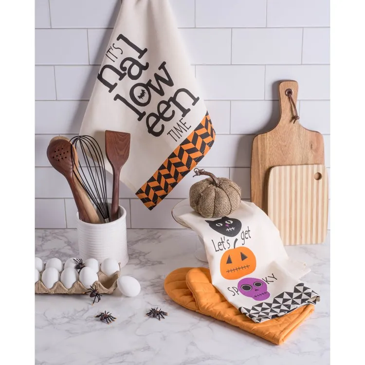 All Hallows Eve Halloween Printed Dish Towels Set of 2 Assorted