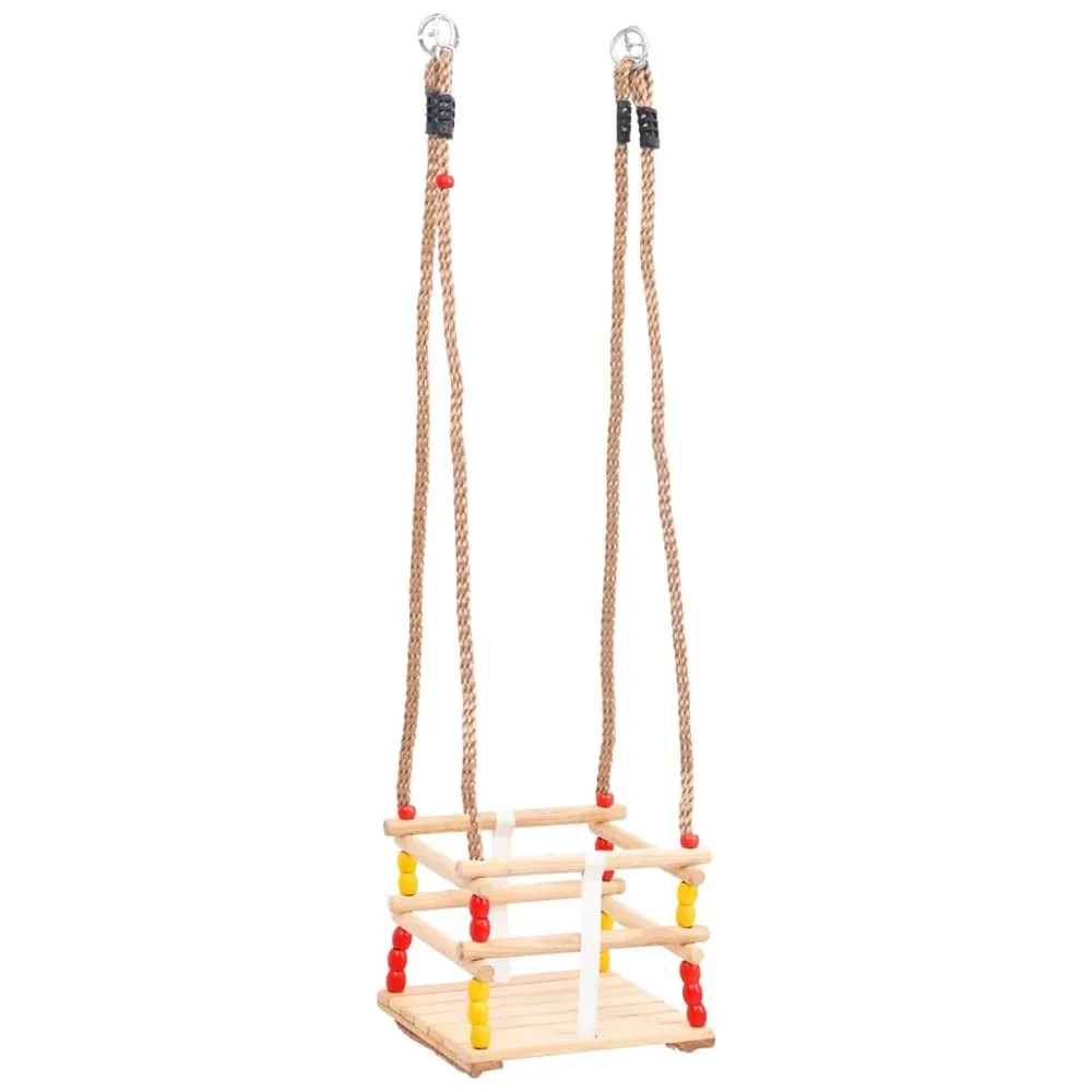 Baby Swing with Safety Belt Solid Pinewood