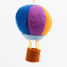 Blue Rainbow Up and Away Hot Air Balloon Ornament