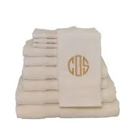 EMBROIDERED BATH TOWEL 8PC IVORY SET