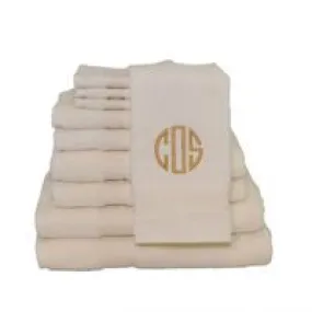EMBROIDERED BATH TOWEL 8PC IVORY SET