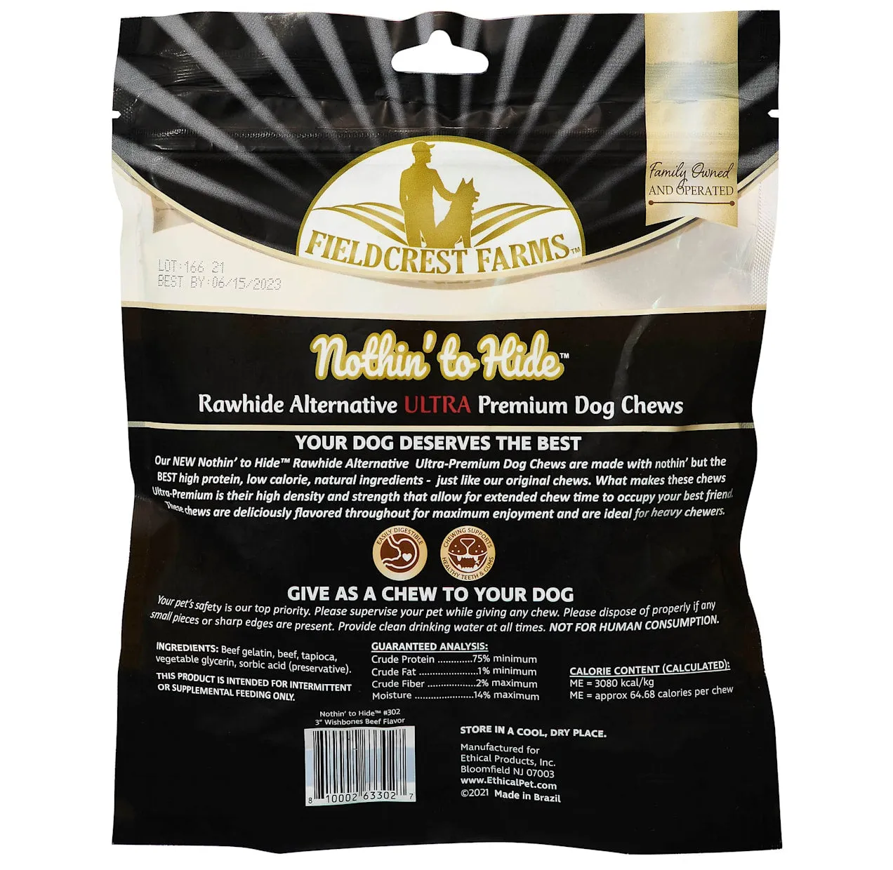 Fieldcrest Nothin’ to Hide Ultra Wishbone Beef Dog Chews