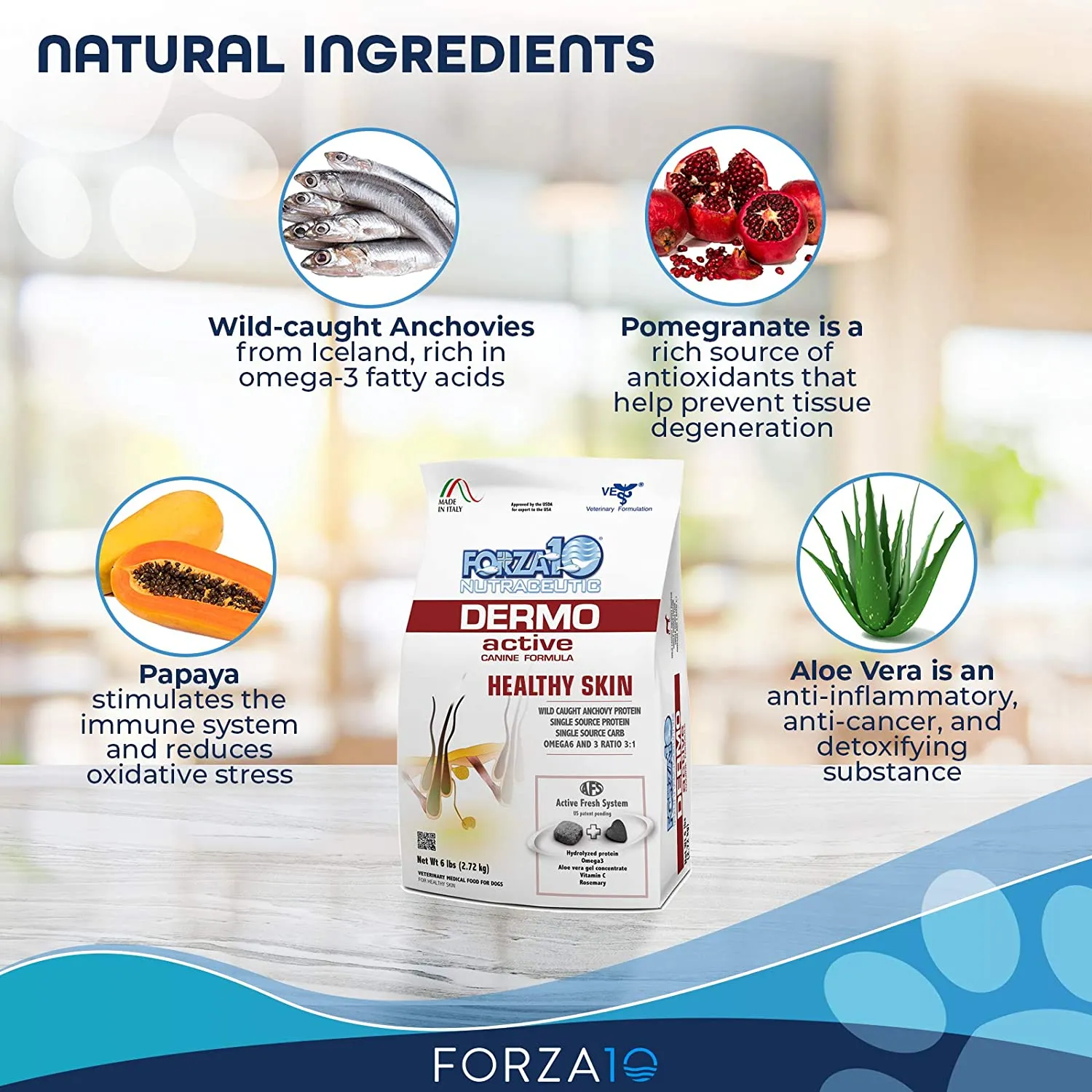 Forza10, Dermo Allergy Dog Food, Dog Food for Allergies and Itching, Dry Dog Food for Skin Allergies, Fish Flavor Sensitive Stomach Dog Food, Sensitive Stomach Dog Food Adult Dogs All Breeds, 6 Pounds