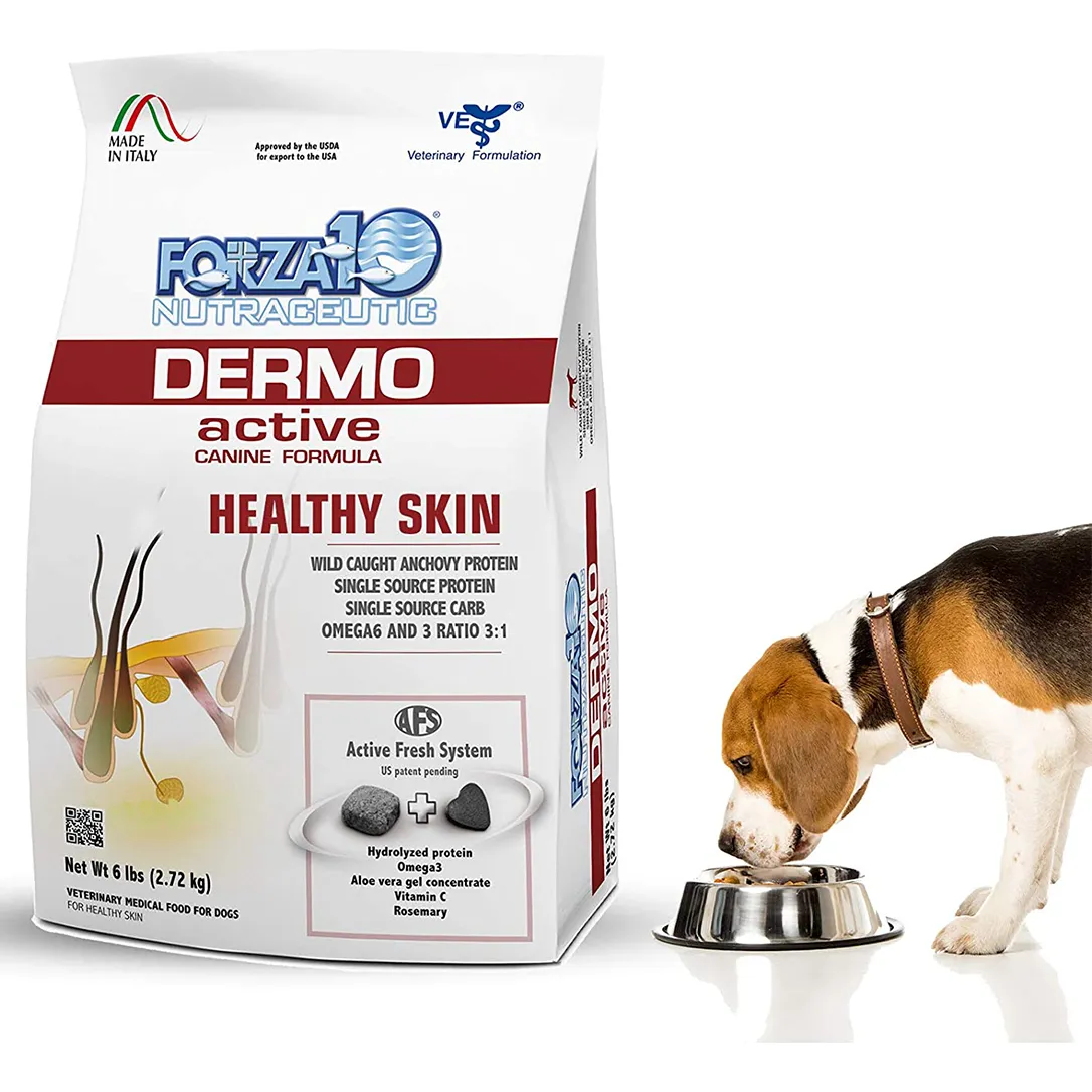 Forza10, Dermo Allergy Dog Food, Dog Food for Allergies and Itching, Dry Dog Food for Skin Allergies, Fish Flavor Sensitive Stomach Dog Food, Sensitive Stomach Dog Food Adult Dogs All Breeds, 6 Pounds