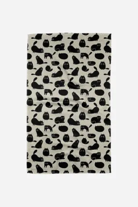 Geometry Black Cat Magic Tea Towels