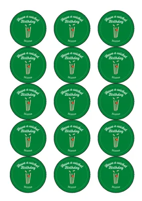 Have a wicket birthday - edible cupcake/cake toppers - personalise with name