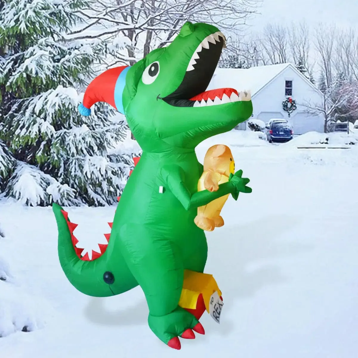Inflatable Dinosaur 7 ft LED Christmas Yard Decoration