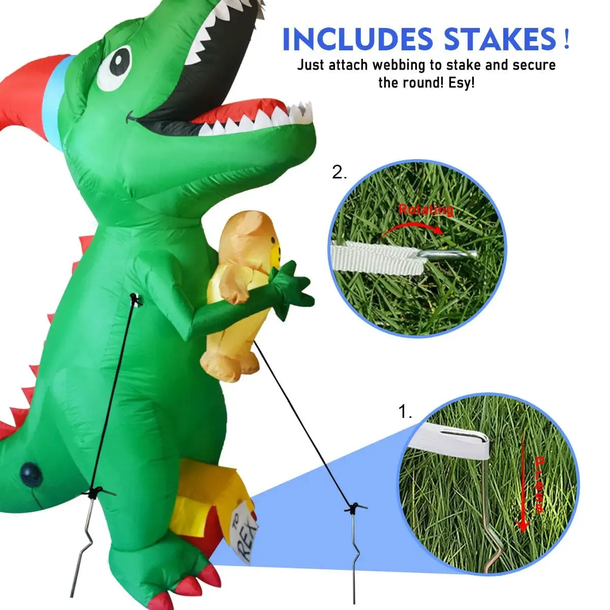 Inflatable Dinosaur 7 ft LED Christmas Yard Decoration