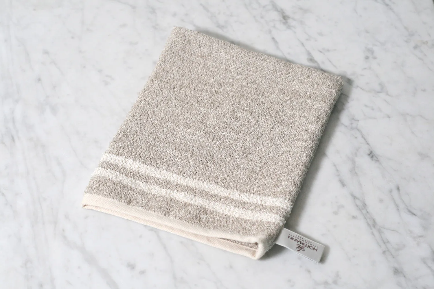 Linen & Cotton Neutral Stripe Bath Mitt