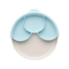 Miniware Healthy Meal Set - PLA Smart Divider Suction Plate in Vanilla   Silicone Divider in Aqua