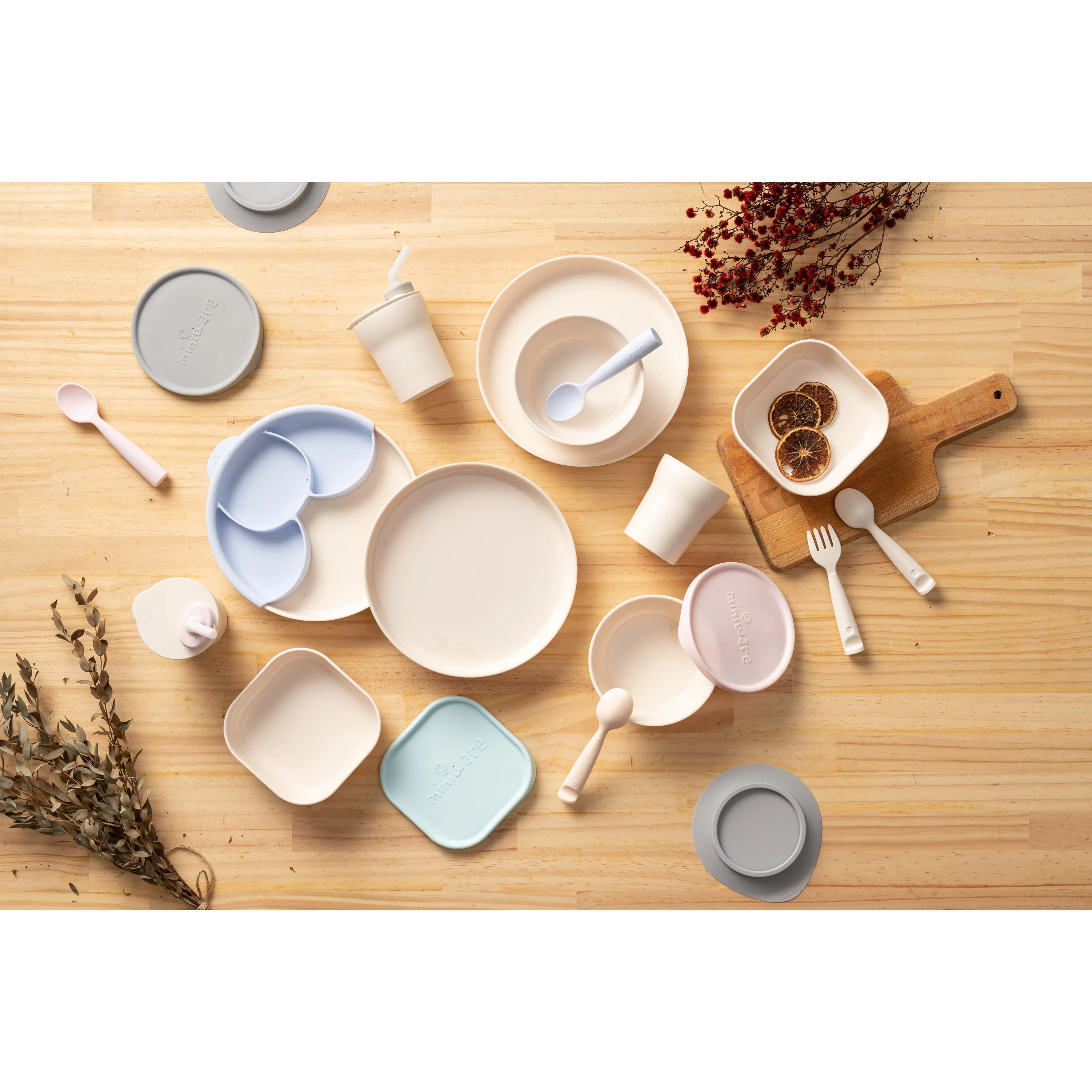 Miniware Healthy Meal Set - PLA Smart Divider Suction Plate   Silicone Divider in Cotton Candy