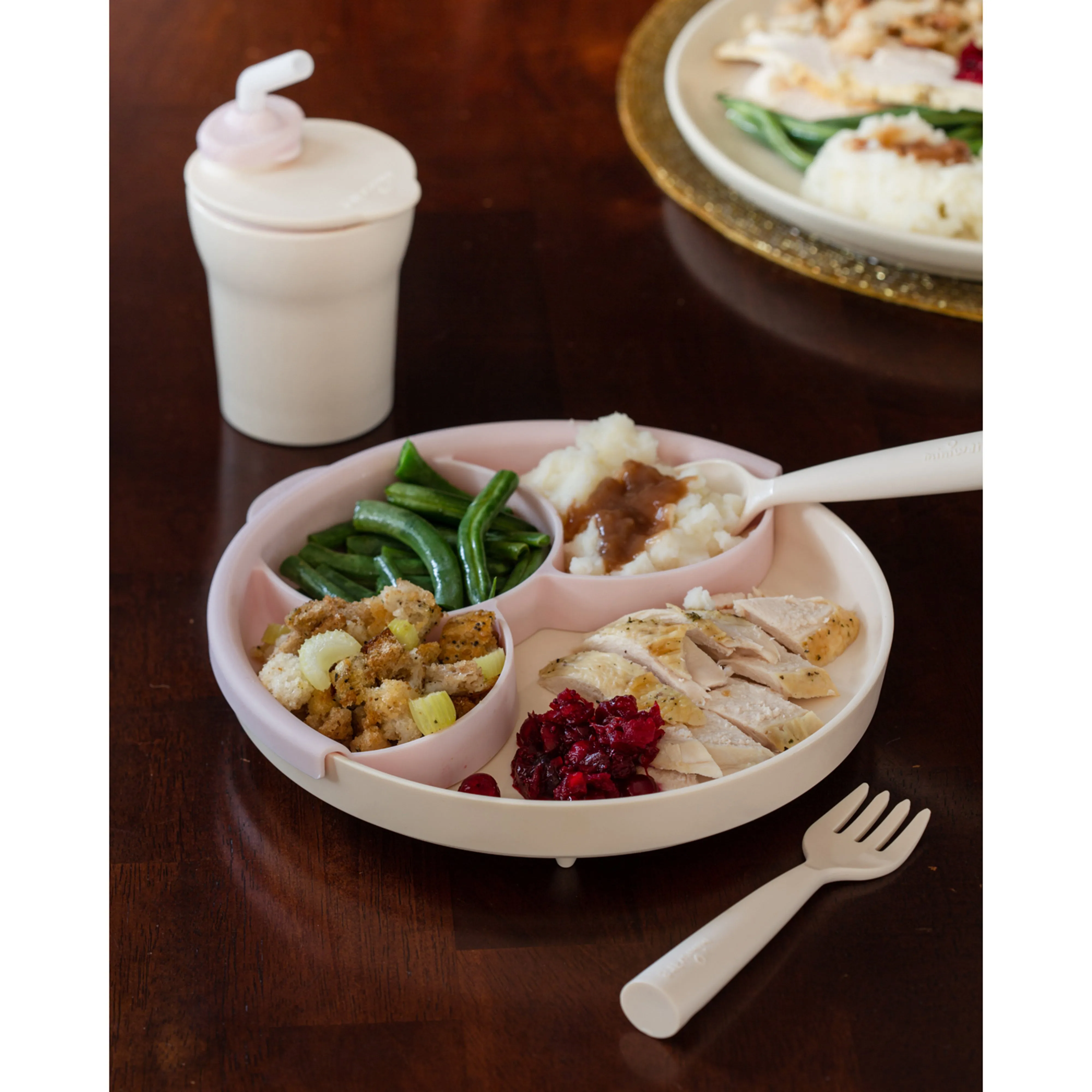 Miniware Healthy Meal Set - PLA Smart Divider Suction Plate   Silicone Divider in Cotton Candy