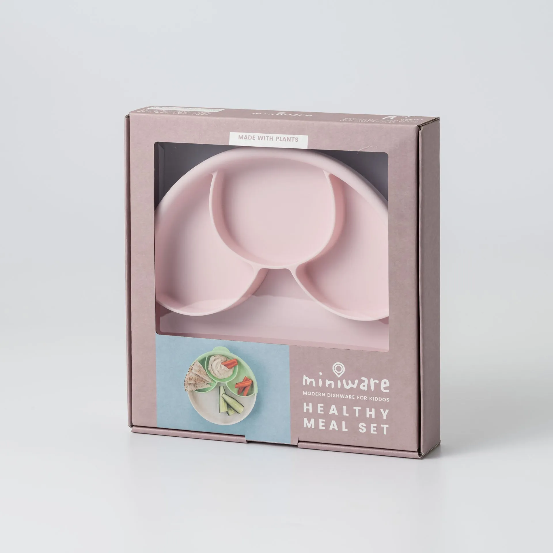 Miniware Healthy Meal Set - PLA Smart Divider Suction Plate   Silicone Divider in Cotton Candy