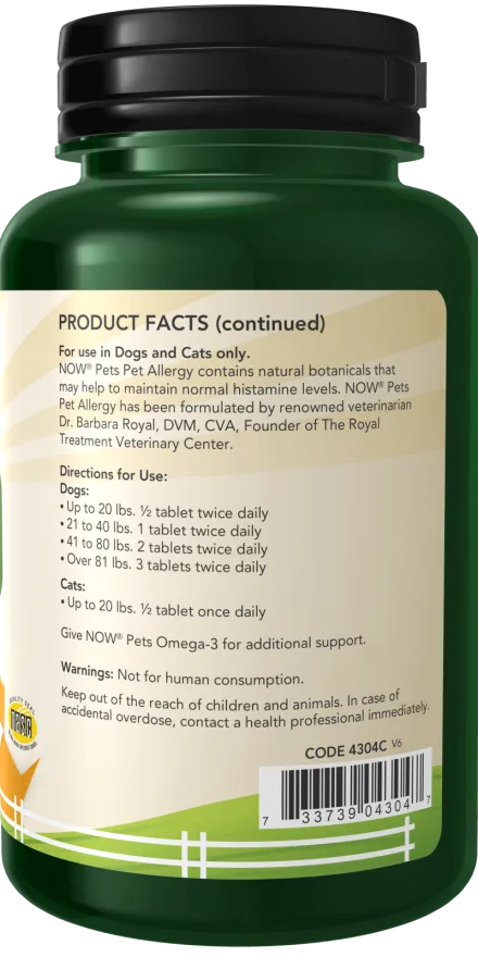 NOW Pets Pet Allergy 75 Chewable Tablets