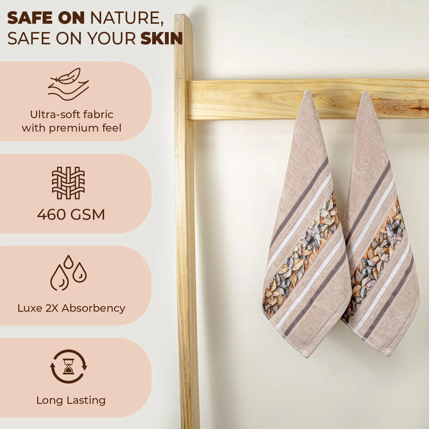 Oriental 450 GSM Hand Towel Set Of 2 | Ultra Soft & Highly Absorbent Towels