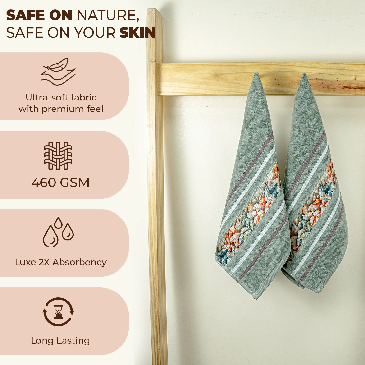 Oriental 450 GSM Hand Towel Set Of 2 | Ultra Soft & Highly Absorbent Towels