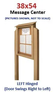 Outdoor Message Center Cork Board 38" x 54" with Posts | LEFT Hinged - Single Door Info Board
