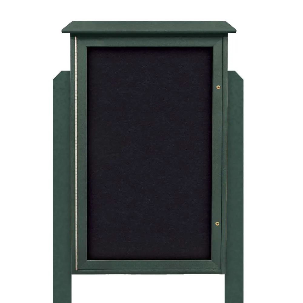 Outdoor Message Center Cork Board 38" x 54" with Posts | LEFT Hinged - Single Door Info Board