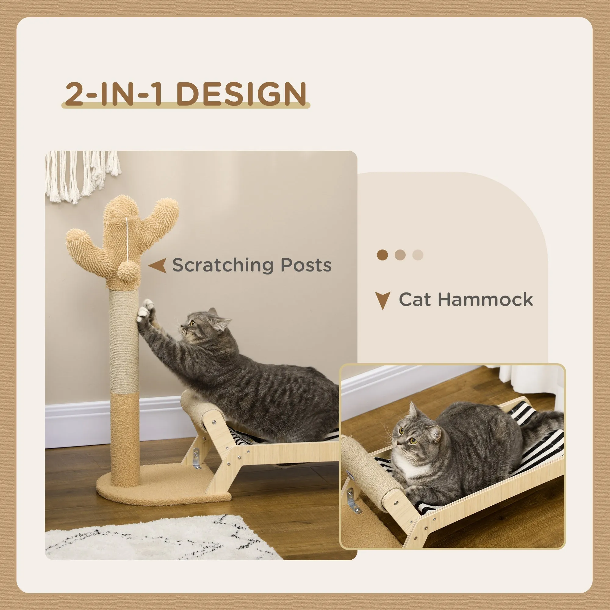 PawHut 2 in 1 Cat Scratching Post with Bed