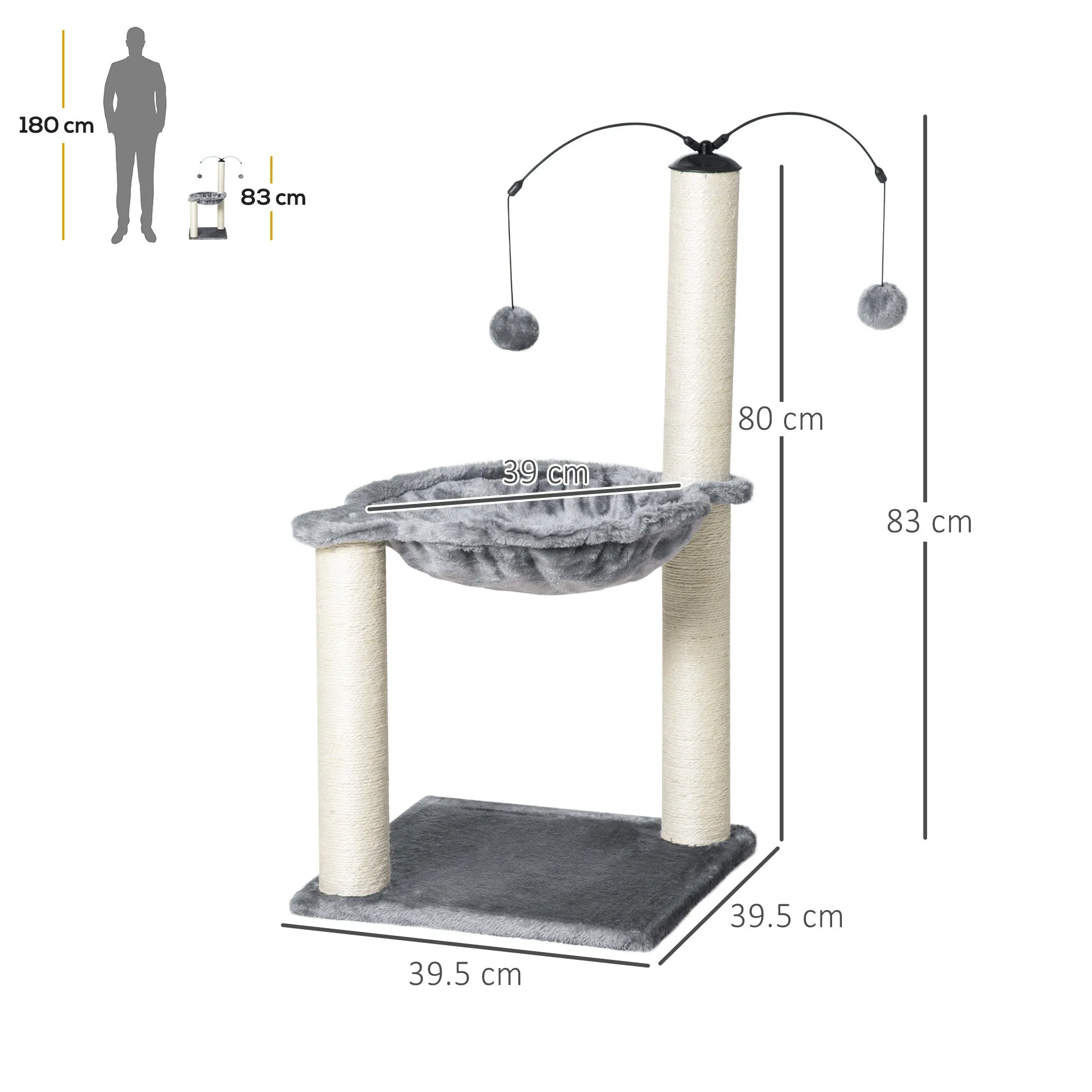PawHut Cat Tree Tower w/ Sisal Scratching Post