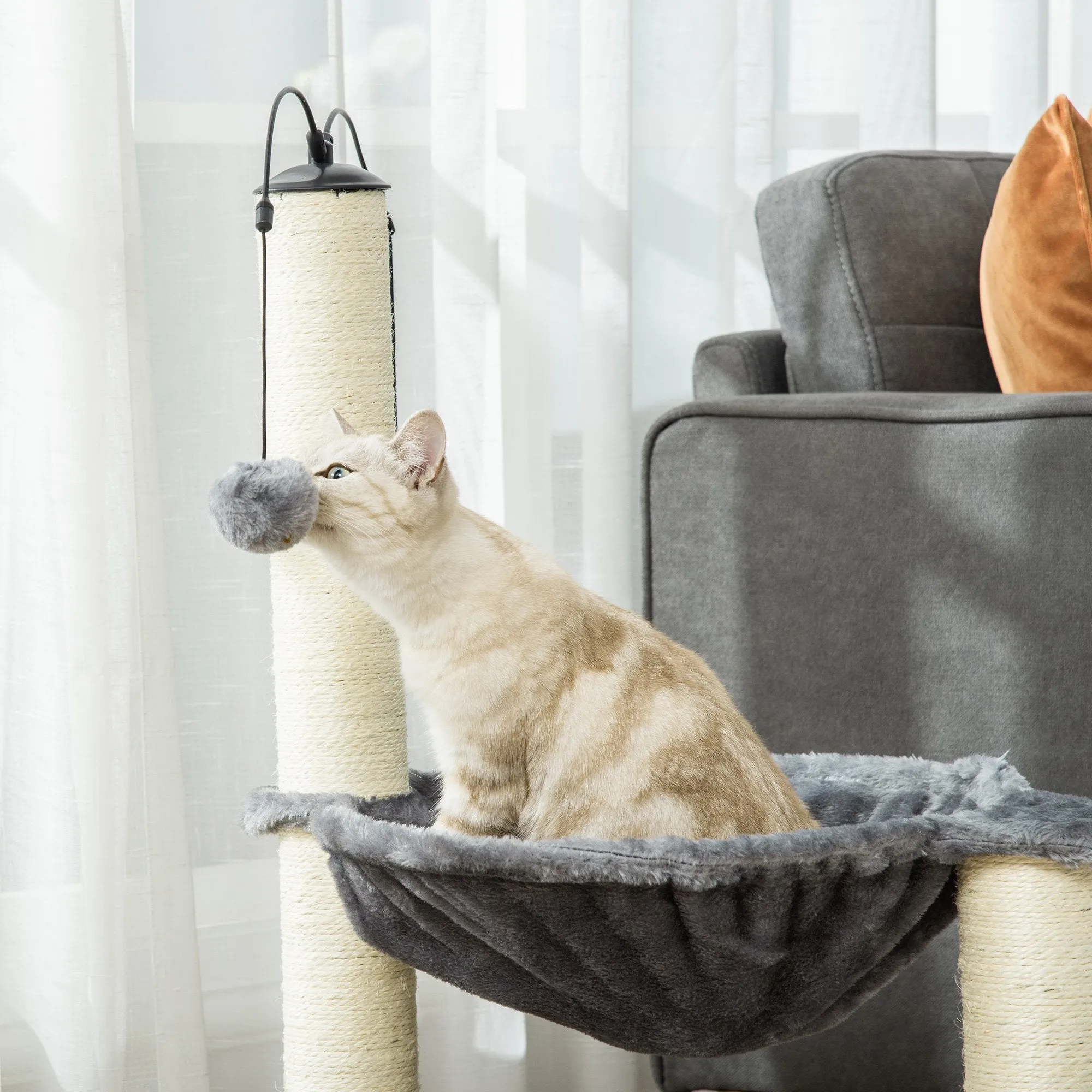 PawHut Cat Tree Tower w/ Sisal Scratching Post