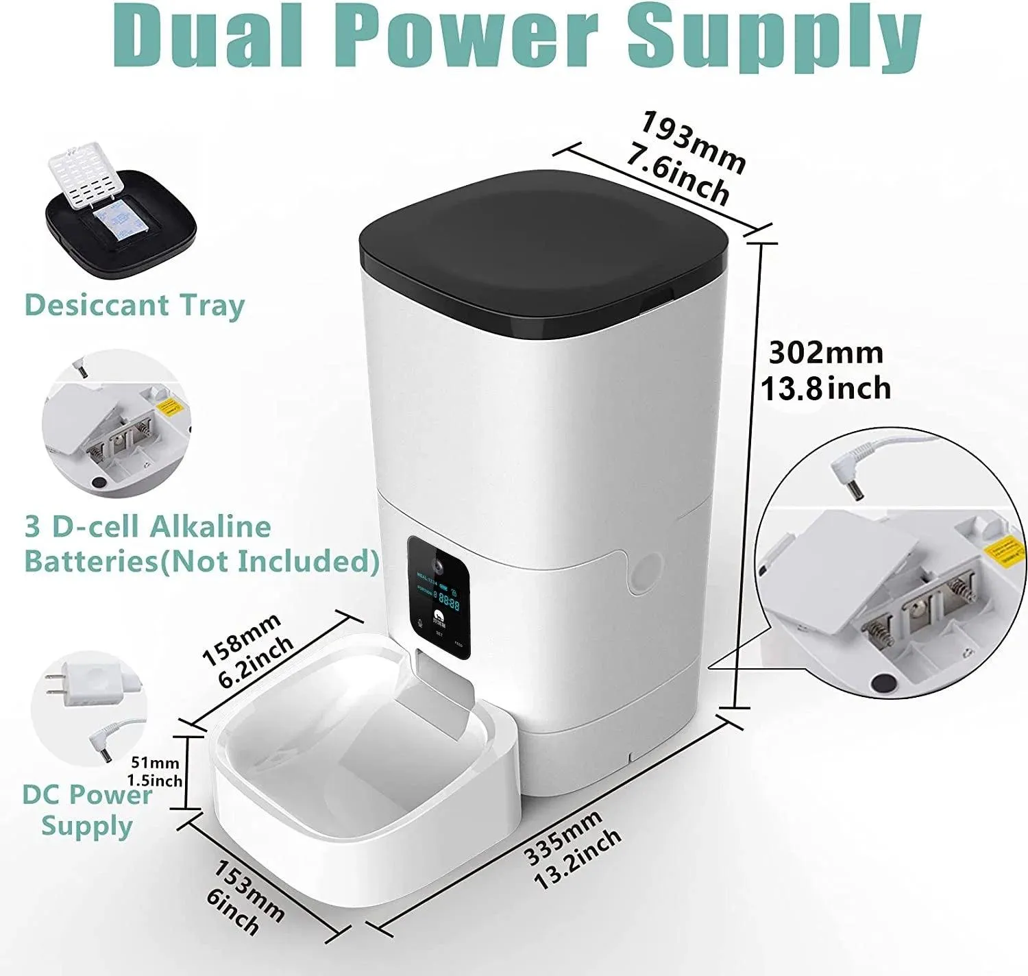 PetPulse: Smart Companion Feeder - 6L Capacity, HD Cam, Voice Recorder, Timed Feeding, Dual Power, WiFi Control