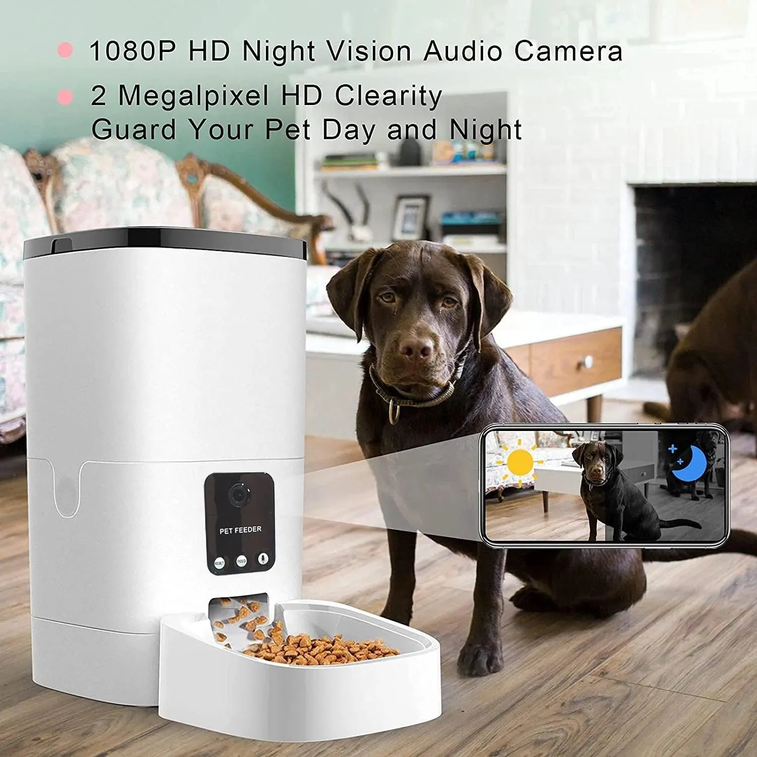 PetPulse: Smart Companion Feeder - 6L Capacity, HD Cam, Voice Recorder, Timed Feeding, Dual Power, WiFi Control