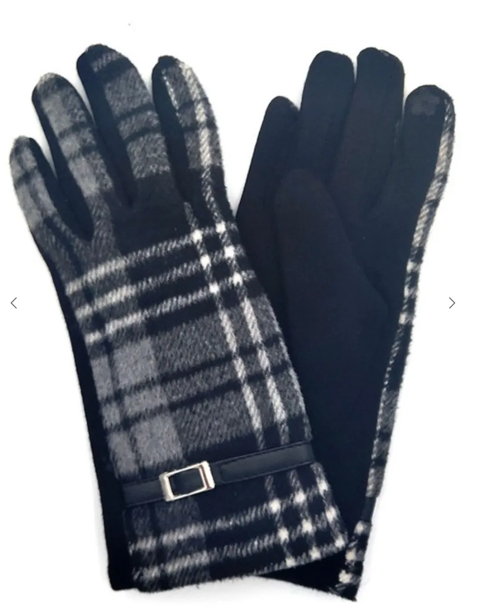 Plaid Pattern Touch Screen Gloves