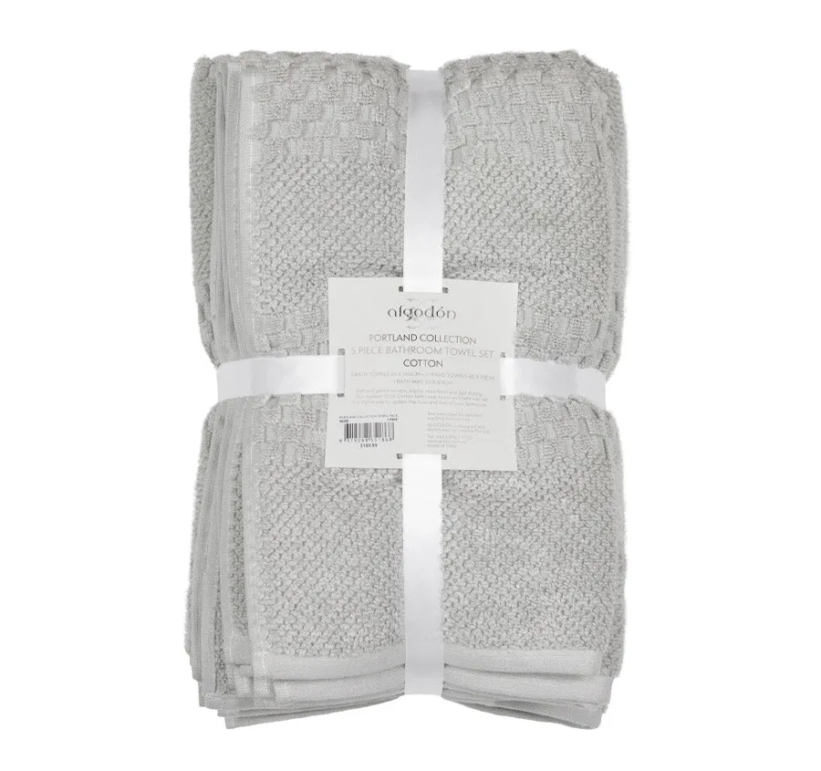 Portland 550GSM 5 Piece Towel Set Silver