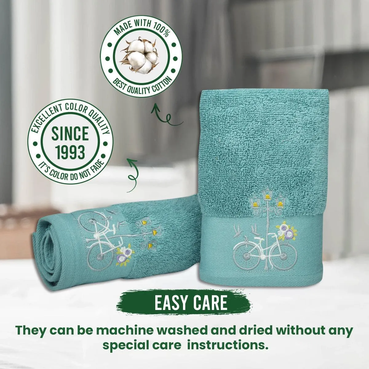 Rangoli Martin Hand Towel Set Of 2, 540 GSM | Ultra Soft & Highly Absorbent Towels