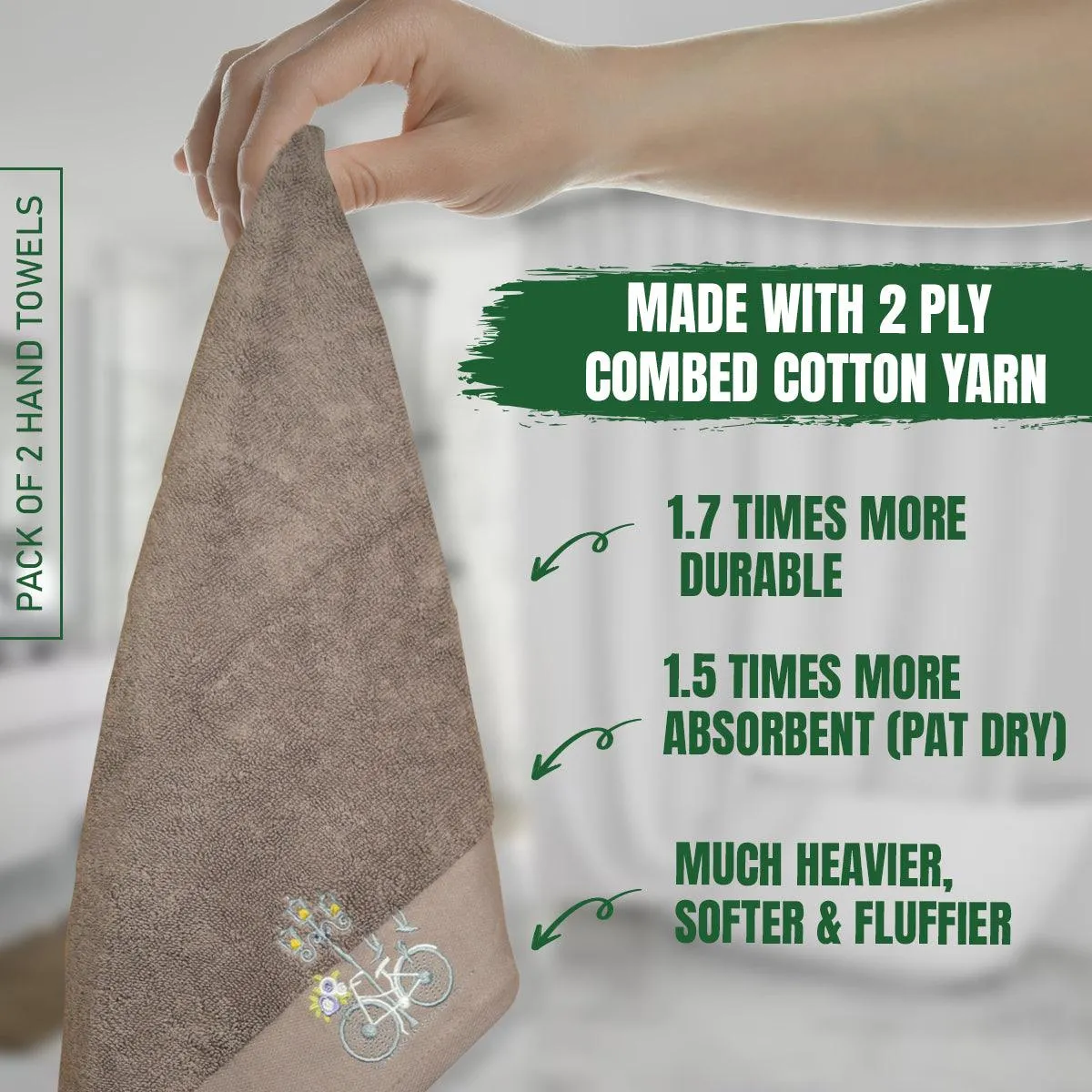 Rangoli Martin Hand Towel Set Of 2, 540 GSM | Ultra Soft & Highly Absorbent Towels