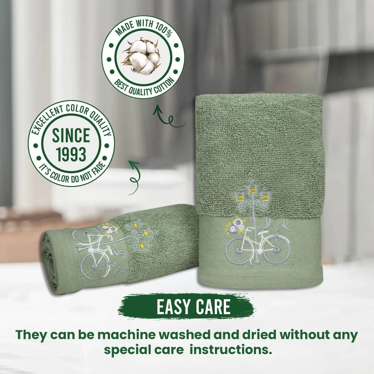 Rangoli Martin Hand Towel Set Of 2, 540 GSM | Ultra Soft & Highly Absorbent Towels