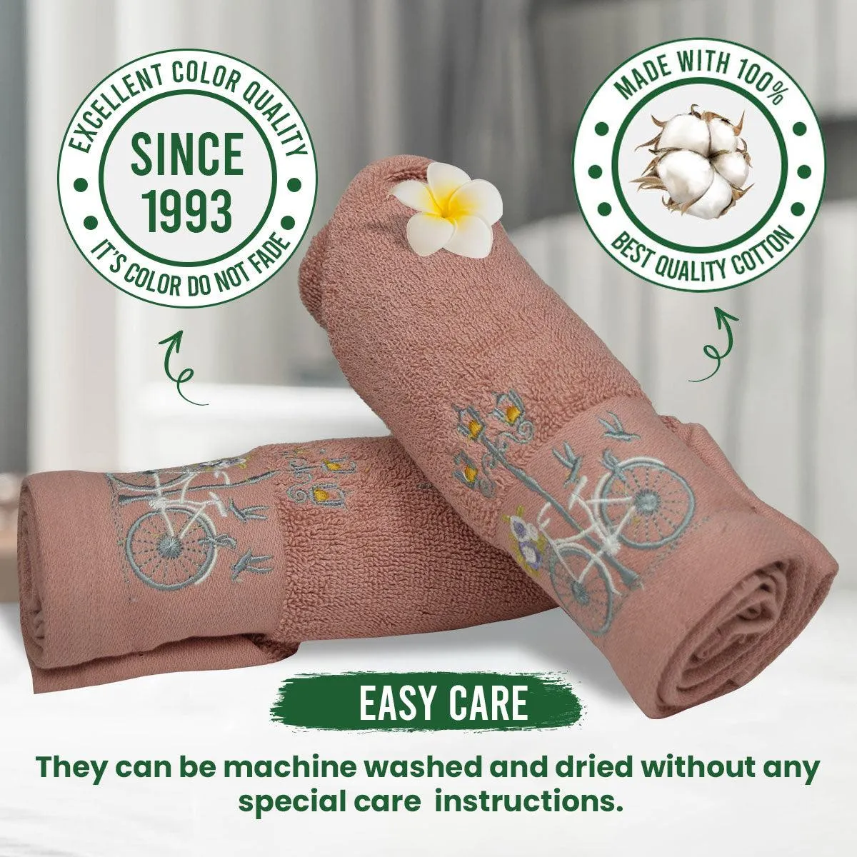 Rangoli Martin Hand Towel Set Of 2, 540 GSM | Ultra Soft & Highly Absorbent Towels
