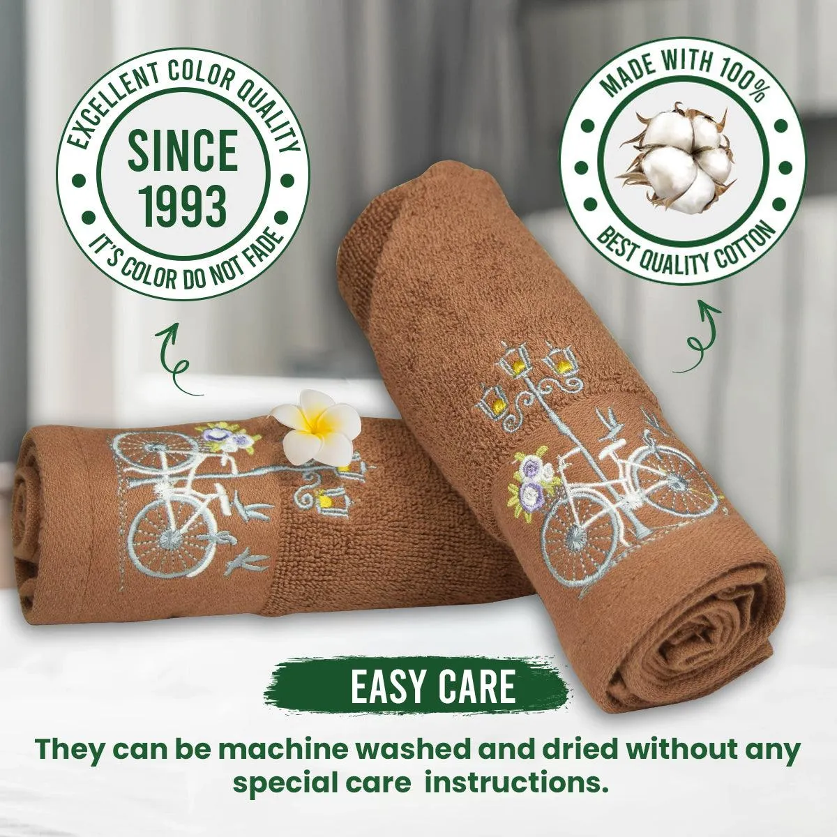 Rangoli Martin Hand Towel Set Of 2, 540 GSM | Ultra Soft & Highly Absorbent Towels