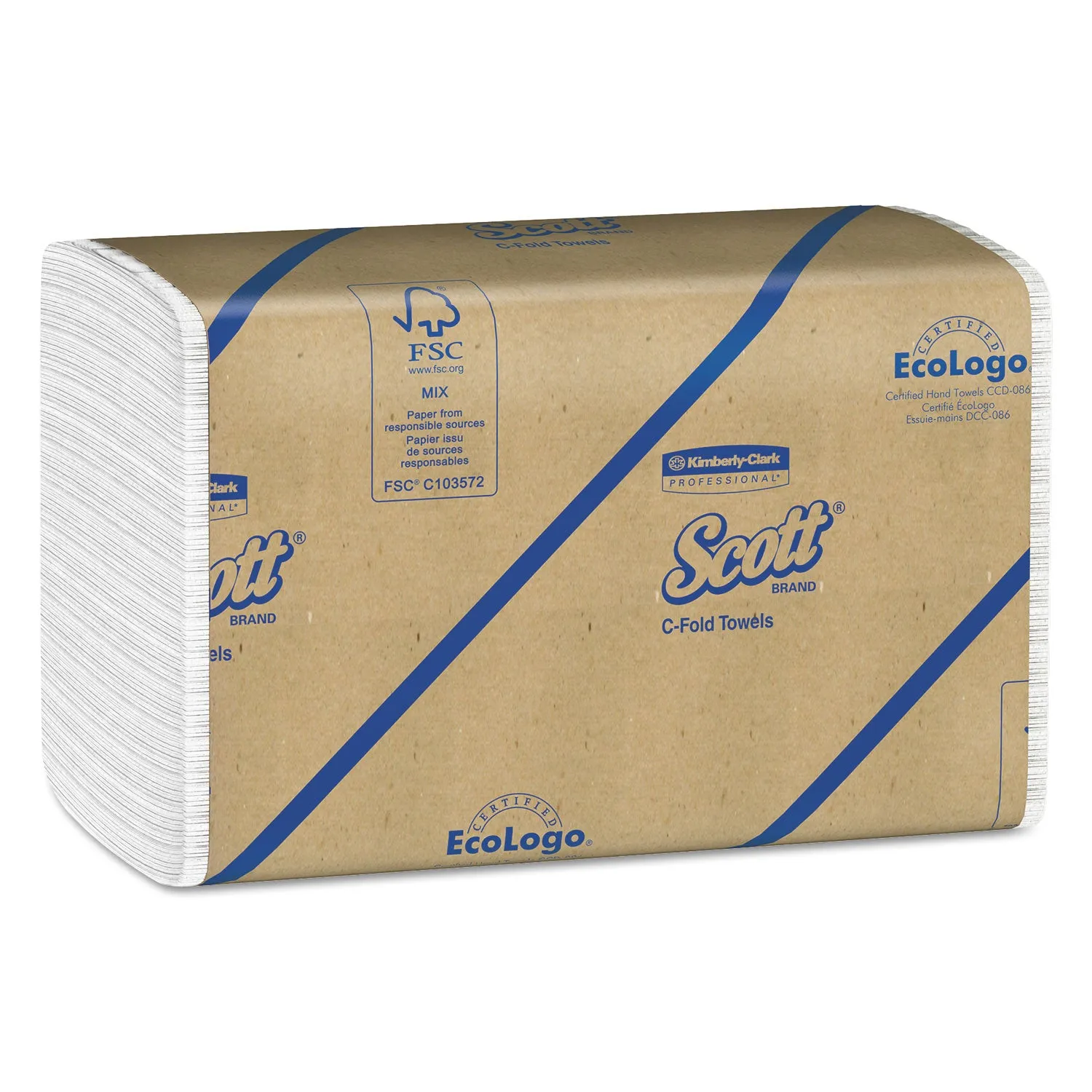 Scott Essential C-Fold Towels, Absorbency Pockets,10 1/8X13 3/20,White,200/Pk,12 Pk/Ct - KCC01510