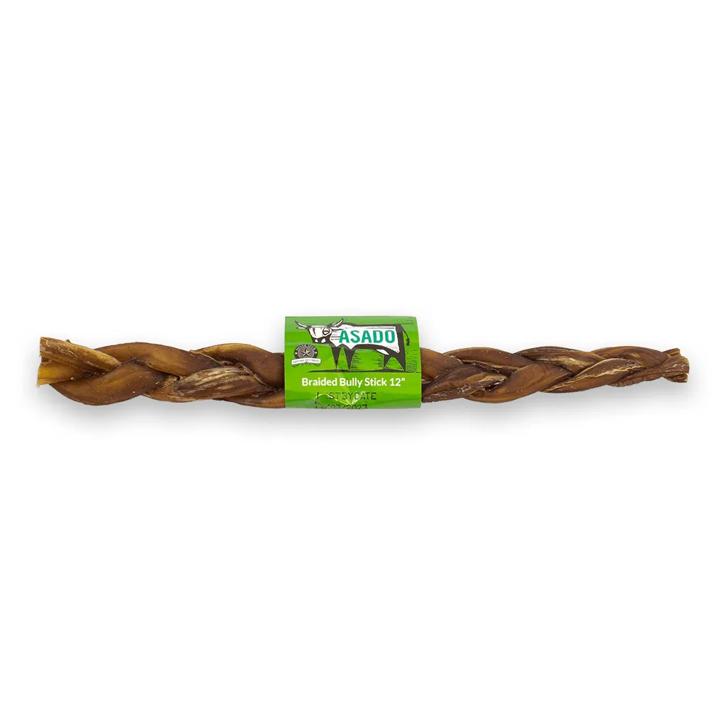 Silver Spur Asado - Braided Bully Stick 12"